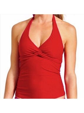Athleta Red Tara Halter Twist Tankini Top